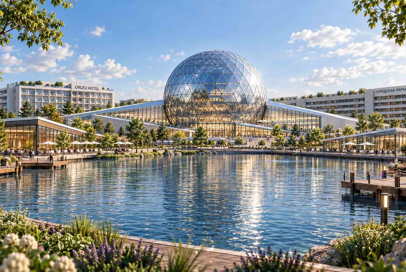 ORLEU Sphere у искусственного водоёма